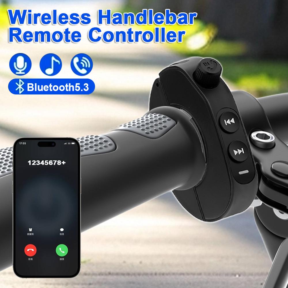 V5.3 Wireless Handlebar Remote Controller Motorcycle Helmet Headset Remote Buttons Handsfree Voice Assistant Kit Waterproof