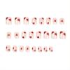 24pcs Press On Nails, Glossy Short Square Shape Acrylic Fake Nails With Red Heart Design, False Nails Decorations Kit For Women