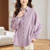 Purple Corduroy Shirt Long-sleeved Spring Simple Commuter Blouse Korean Women's Shirt