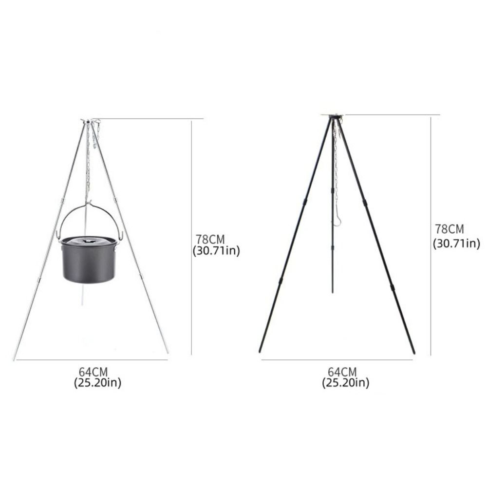 Triangle Support Camping Cooking Tripod 3 Section Camping Kitchenware Tripod  Team and Family
