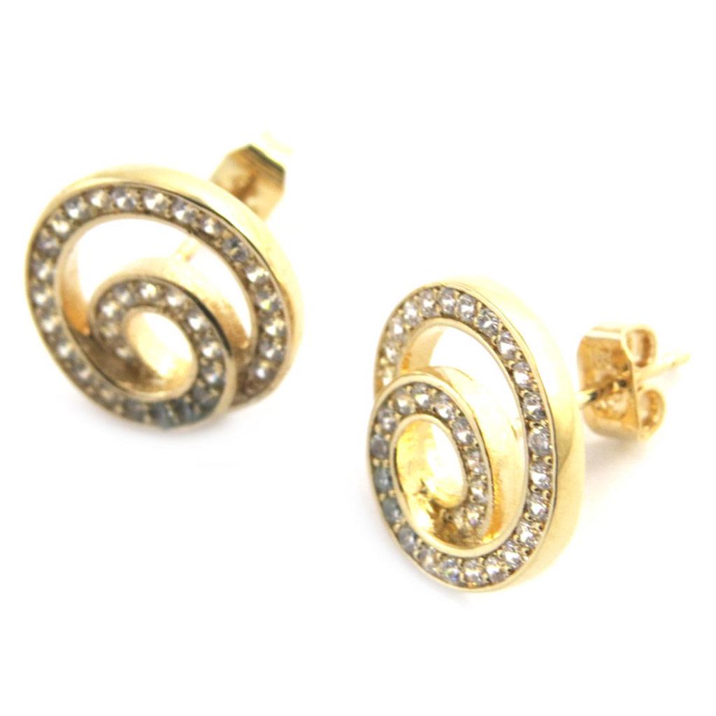 Les Trésors De Lily [M8913] - Pozlacené náušnice 'Sissi', bílé zlato - 14x13 mm