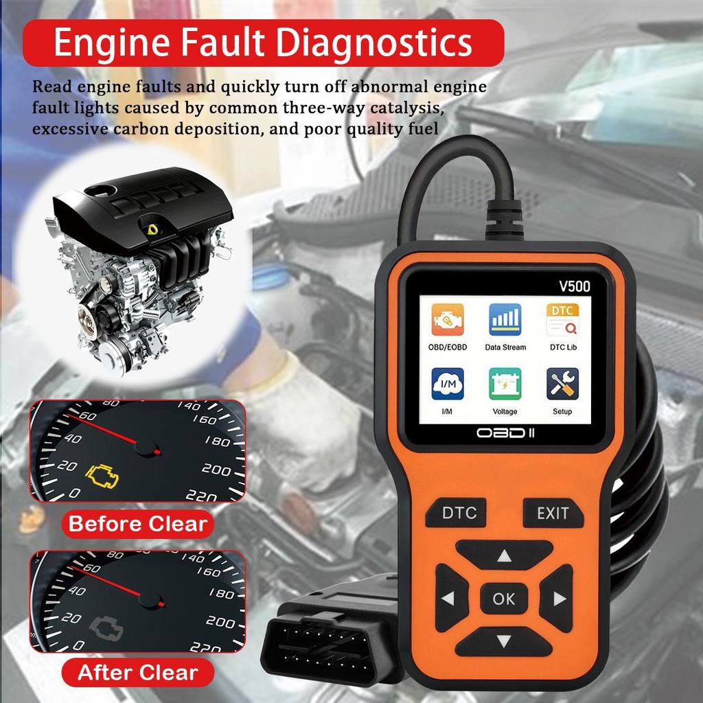 Araç OBD2 Tarayıcı Teşhis Aracı Kod Okuyucu, Araç Voltaj Test Cihazı Motor Arıza Kodu Tarayıcı, Şarj Test Cihazı Teşhis Aracı V500