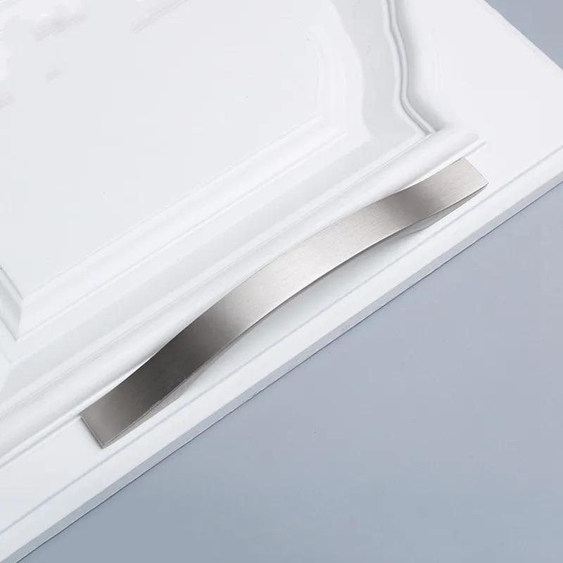 Modern Wardrobe Door Handles Aluminium Alloy Brushed Silver Kitchen Drawer Cabinet Furniture Hardware Home Improvement