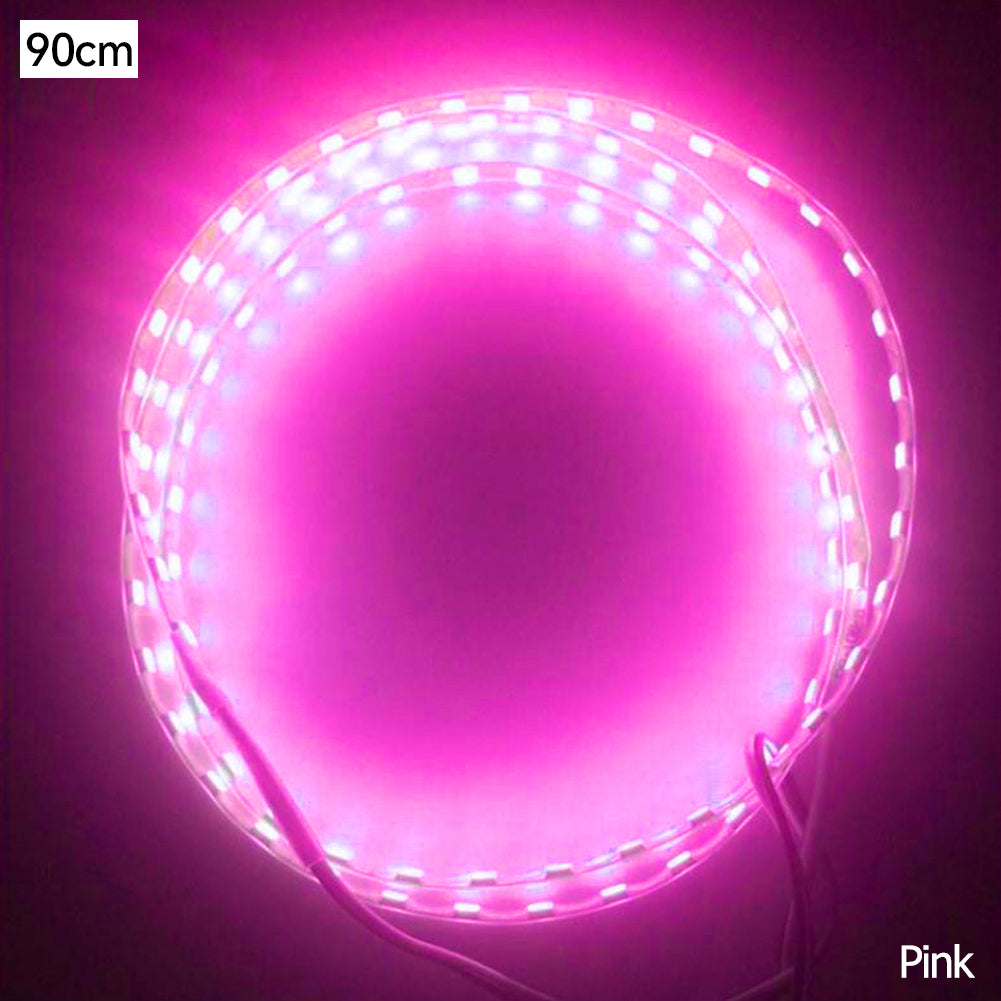 

Светодиодная лента для мотоцикла 12 В, 90 см, 90SMD, цветная светодиодная лента 3528, гибкая лента, атмосферное освещение салона автомобиля розовый