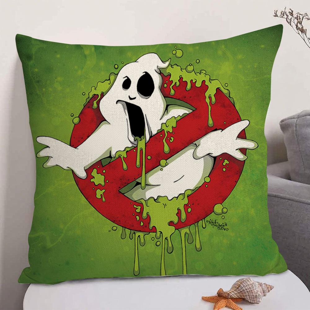 Classic Movie GGhostbusters Cushion Cover Natural Linen Organic Fabric DoubleSided Printing Sofa Home Decor Gift Pillow Case