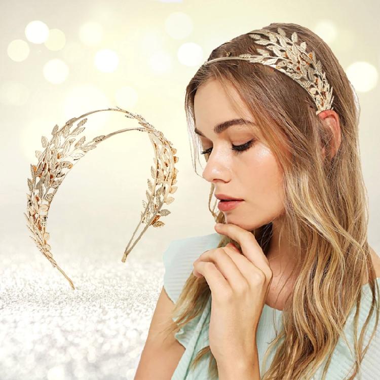 Greek Leaf Shape Hair Hoop Luxurious Model Show Tiaras Bride Styling Headwear