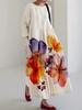 European and American New Large-size Dress Women's Clothing Seaside Vacation Printed Loose Long Dress
