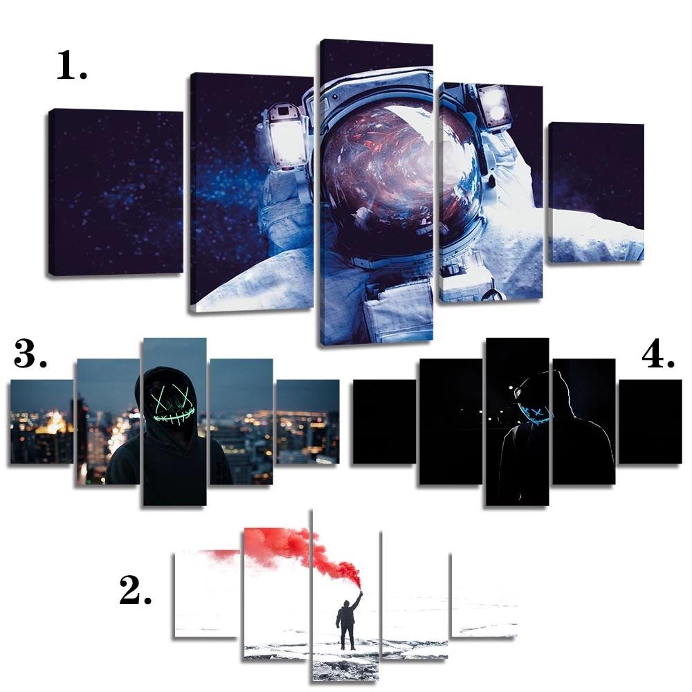 Canvas Painting 5 Pieces Astronaut Mask Man Posters Modular Prints No Frame Wall Art for Living Room Home Decor Modern Picture