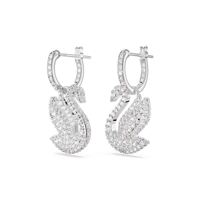 Swarovski Drop-shaped swan rhodium-plated earrings for women 5647545