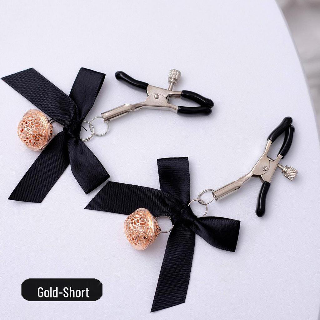 SM Adjustable Nipple and Breasts Clamps with Bow Tie for Couples