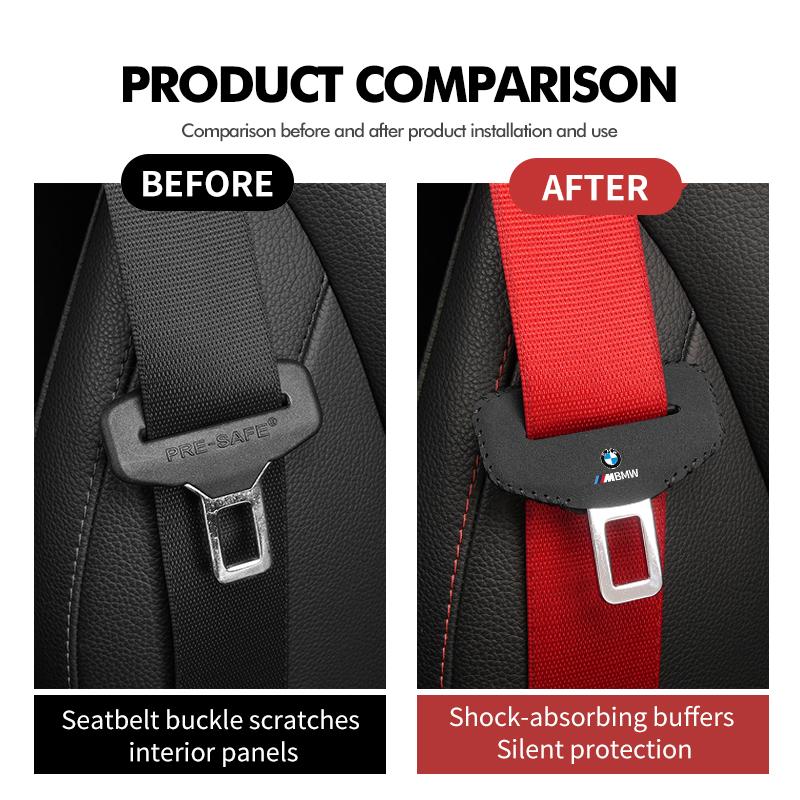 BAGE7 2026 Car Sticker Suede Car Seat Belt Buckle Protector Clip Anti-collision Cover For BMW G30 G20 M3 M5 E91 E92 E93 E36 E70 X3 X4