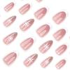 24 Pieces Simple French White Wearing Nail Christmas Snowflake Nail Art Fake Nail Gold Glitter Short Nail Piece