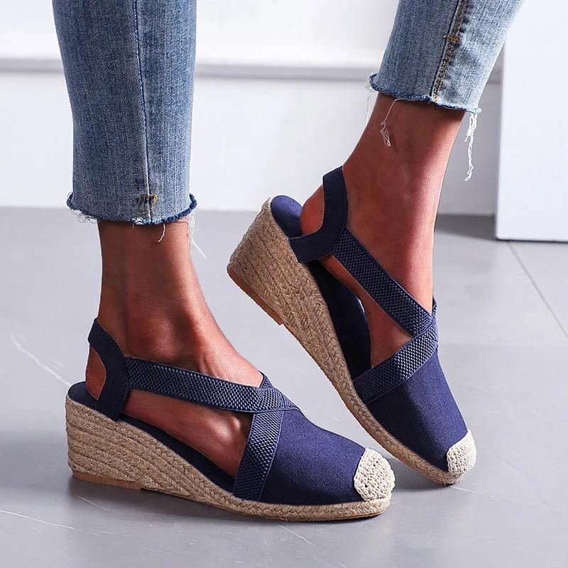 Sandali Estivi da Donna 2026 Zeppa Intrecciata in Paglia Sandali Espadrille Taglie Grandi Scarpe da Donna Sandali Gladiatore Slingback da Donna