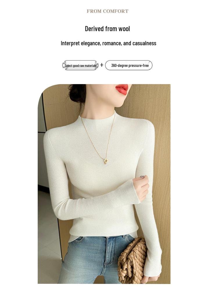 Women's Slim Fit Long Sleeve Wool Knit Sweater - Spring/Summer Arrival