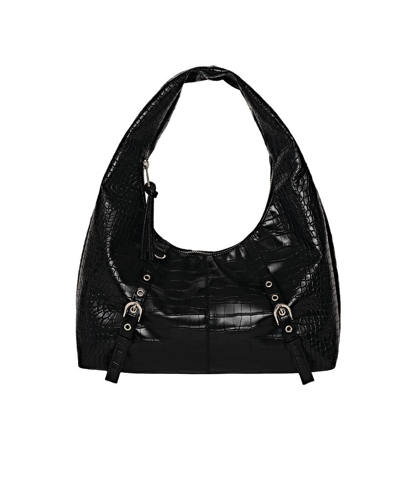 Picea Belted Hobo Mini Bag [Croc Black]