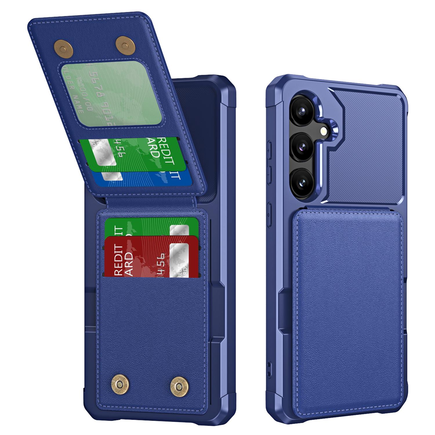 

ZM11 For Samsung Galaxy A24 4G (162.1 X 77.6 X 8.3mm) Case Card Holder Leather+TPU Phone Cover Dark Blue