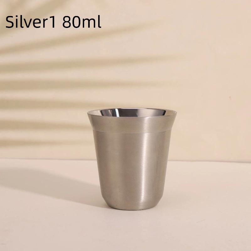 Tazza da Caffè Espresso in Acciaio Inossidabile da 80/160 ml Portatile a Doppio Strato Tazza da Tè per Bevande da Ufficio Mini Tazza da Whisky Vino