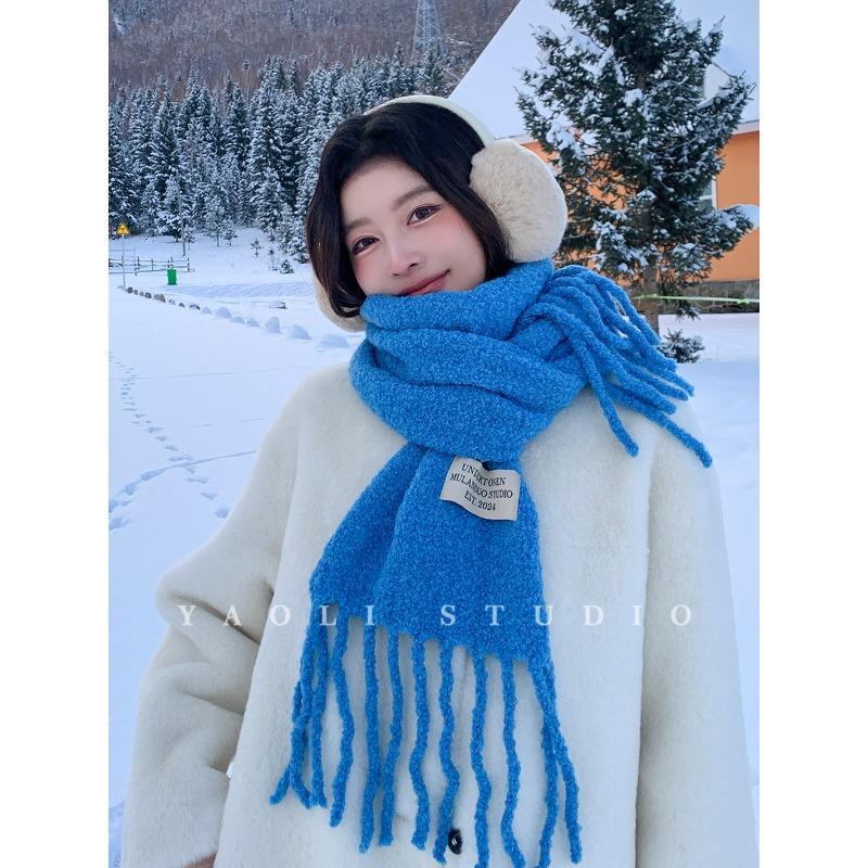 New Year Red Atmosphere Fringed Scarf for Women Warm and Cold-proof Shawl Scarf for Autumn and Winter