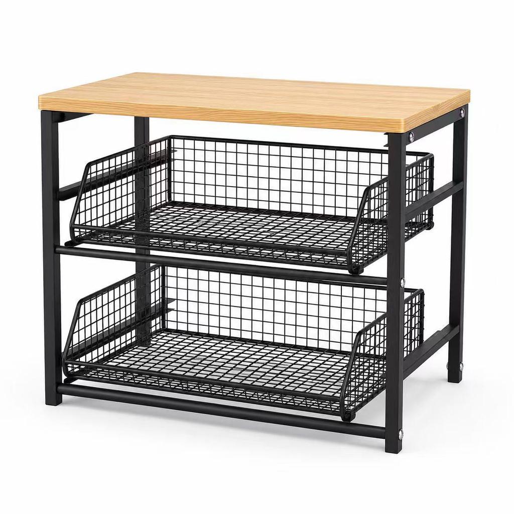 Countertop Microwave Oven Rack with Drawer for Kitchen Appliances