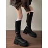 Brown platform boots women's spring 2025 new small retro boots women's knee knight boots