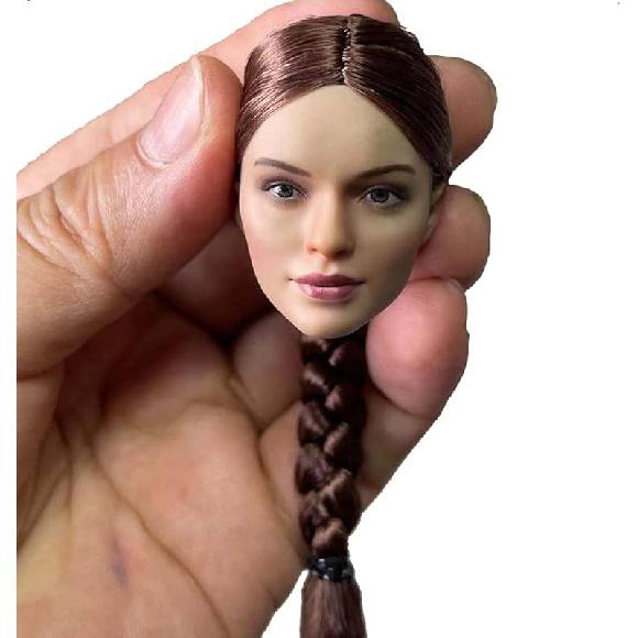 1/6 Scale Female Head Sculpt, Asian Girl Pale Skin Head Carved Black Straight Hair for 12inch Phicen TBLeague Action Figure Body Collection Amz-vcf-2052