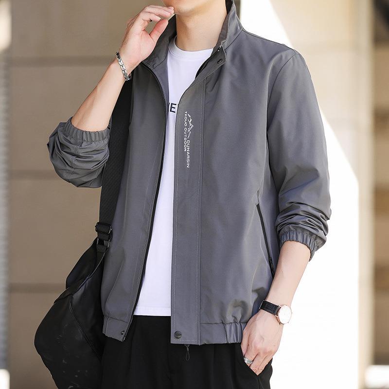 

Мужские куртки Весной и Осенью Новые Модные Брендовые Свободные Куртки со Стойкой для Мальчиков Красивые Мужские Топы 5XL серый