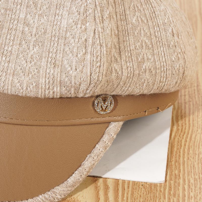 New Hat for Women In Spring  Autumn and Winter Leather Octagonal Hat Korean Version Beret Painter Hat Versatile Baseball Cap