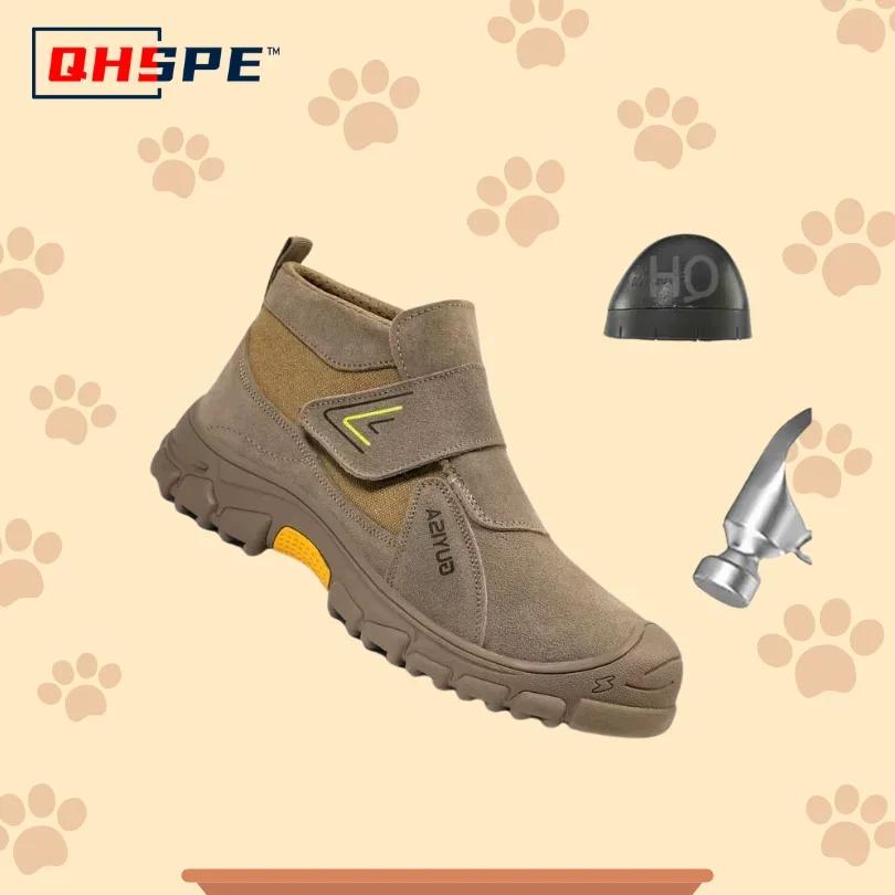 Welding Safety Shoes - Anti-Scald Steel Toe Boots for Men/Women, Anti-Smash & Puncture Proof, Wear-Resistant Suede Work Shoes