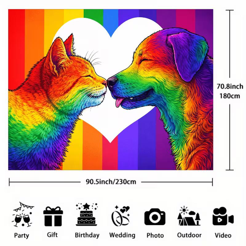 2D Love is Love Hintergrund, Regenbogen Katze Hund Pride Themenparty Hintergrund
