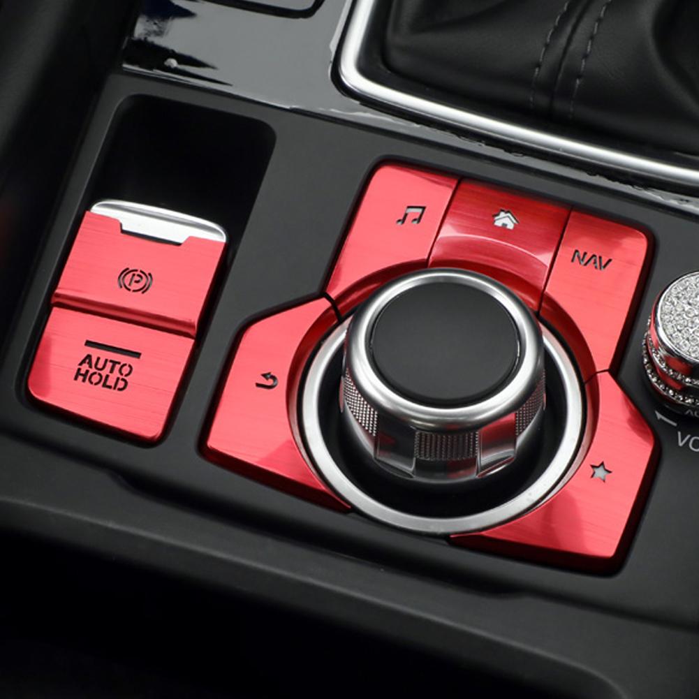 7 STÜCKE Aluminium Elektronische Parkbremse Automatische Parktaste Abdeckung für CX-5 Mazda3 AXELA MAZDA6 ATENZA CX-3 CX-4 AUTO STYING