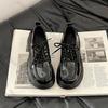 Fashion Fashion British Style Leather Loafers Black Female 2025 Autumn New Thick Bottom High Heel Shoes for Women Platform Lace Up Pumps