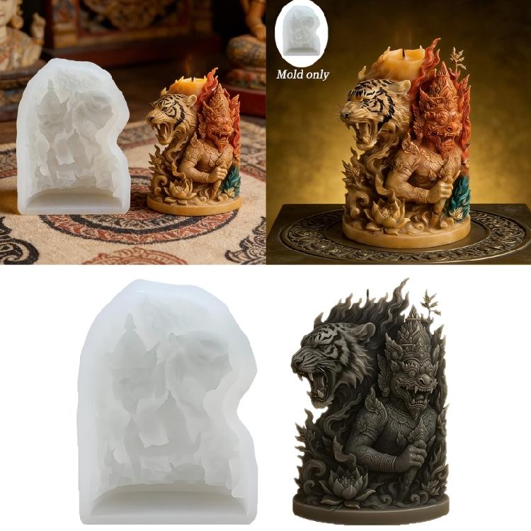 Silicone Mould For Tigers Themed Candle And Decorative For Candle And Diffuser Stone
