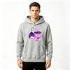 Men Anime Printed Pullover Hoodie, Casual Long Sleeve Streetwear Hooded Sweatshirt with Gojo Character Purple Energy Print