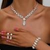 European & American Bridal White Crystal Flower Jewelry Set - Elegant Necklace Accessories for Weddings