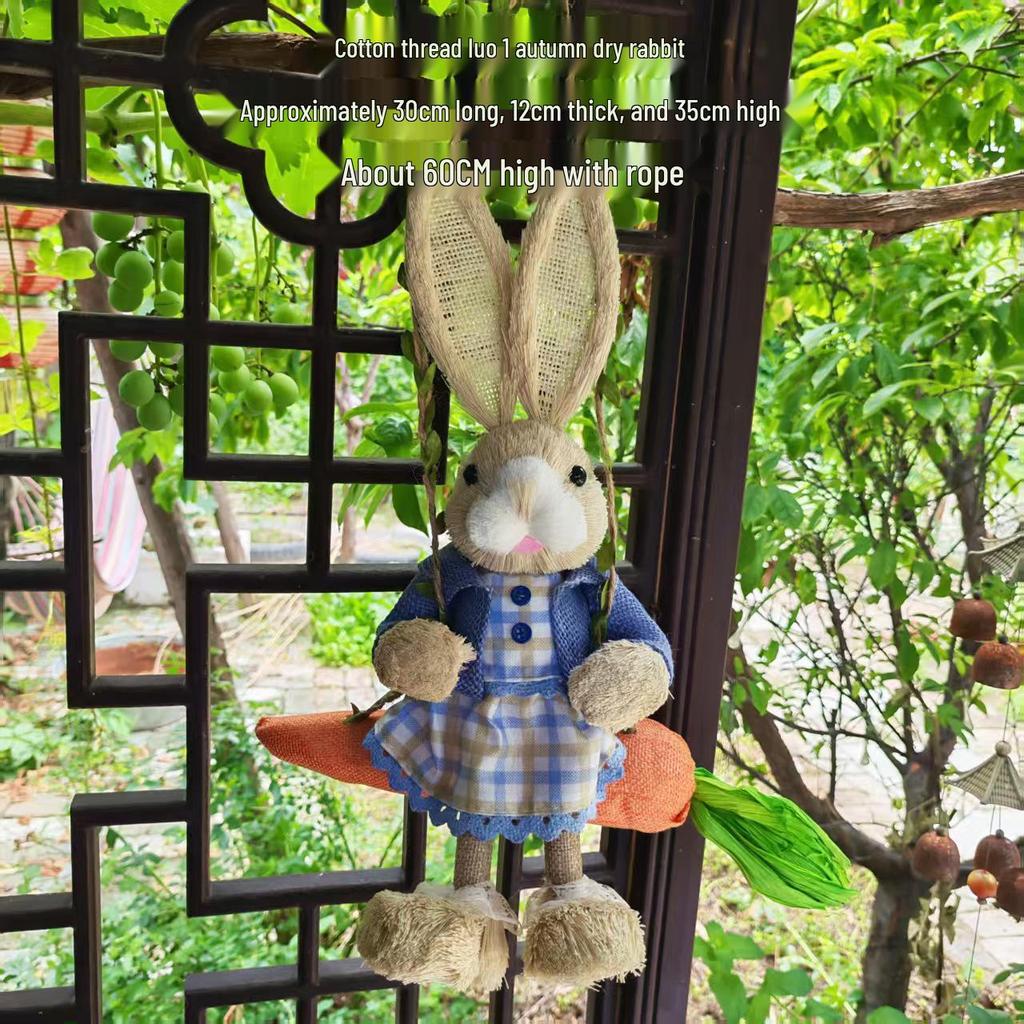 Enfeite de Coelho Trançado de Palha Feito à Mão - Estilo Mori Fofo para Natal e Páscoa