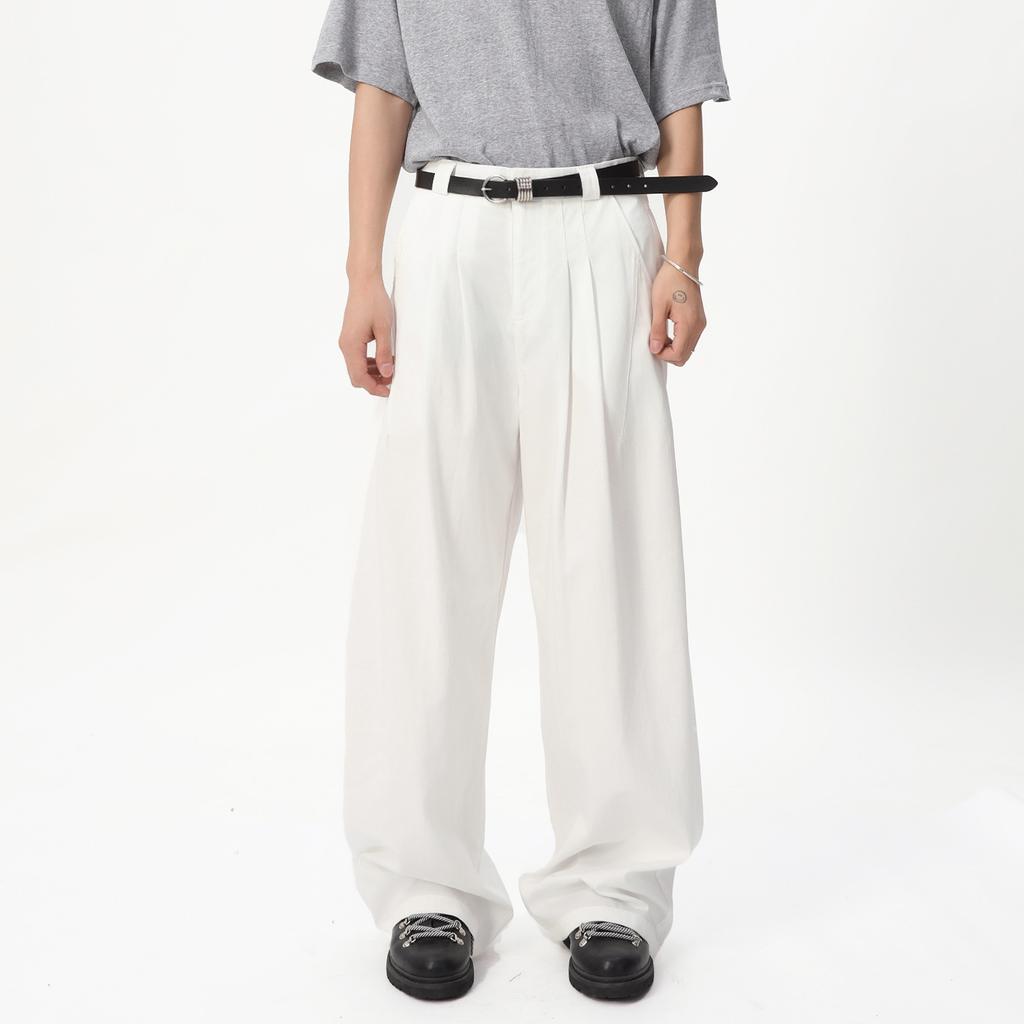 Lyocell Three-dimensional Pleated Silhouette High-waisted Casual Pants Men's Loose Drape Wide-leg Pants