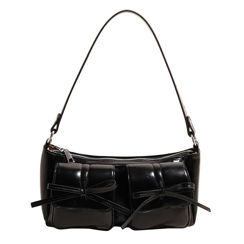 Winter Maillard retro ballet style bow multi-pocket underarm bag personalized versatile single shoulder messenger women's bag