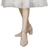 Autumn temperament with skirt high heels design sense celebrity style with pearl single shoes thick heel medium heel