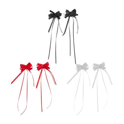 Elegant Long Ribbon Earrings Featuring Sweet Rose Knot Designs Unique Ear Pendant for Fashion Forward Women