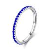 New Trendy Rainbow Simulated Diamond Stackable 925 Sterling Silver Eternity Ring for Women Wedding Finger Band Gift Z30