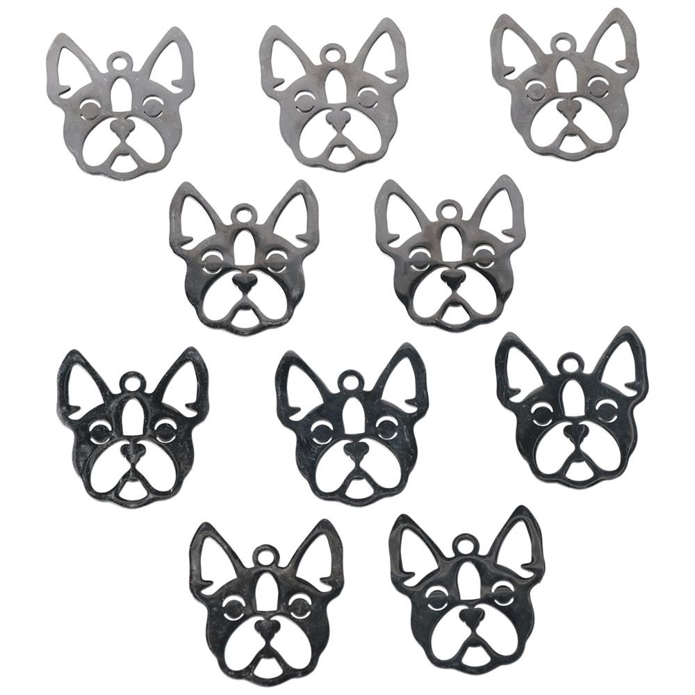 28.5*32mm French Bulldog Doggy Dog Bull Dog Head Pendants Stainless Steel Charms  For Necklace