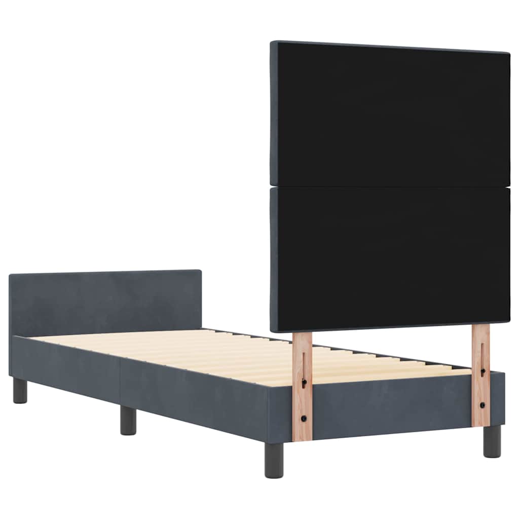 Box Spring Bed with Headboard Dark Grey 80 x 200 cm Velvet