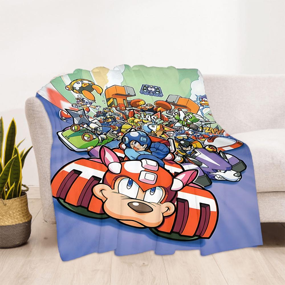 1PC Mega Man, Robotics Outdoor Blanket Lightweight Flannel, Soft & Warm, All-Season Use for Sofa, Outdoor, Camping, Living Room, Office17