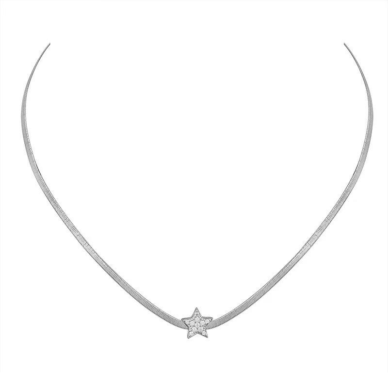 Shine Crystal Star Chokers Necklace Charming Girls Women Wedding Matching Neck Jewelry