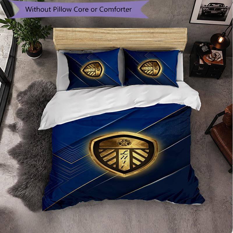 Biancheria da letto a tema Leeds United Set 3 Pezzi Copripiumino Biancheria da letto Decorativa Per Camera Adolescenti Decorazione Casa
