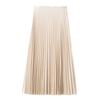Spring 2025 Women's Slimming High-Waisted Silk Satin Pleated Midi Skirt
