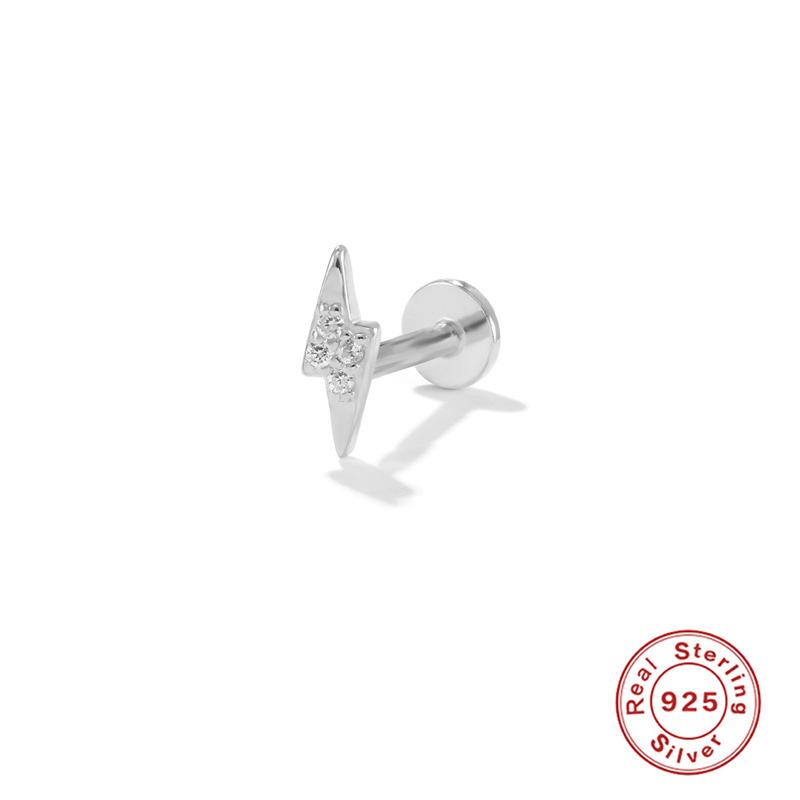 S925 Sterling Silver New Version Puncture Internal Thread Flat Head Body Auricle Puncture Earbone Stud Earring Stud Earring
