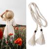 Handcraft Bohemian Cotton Rope Waist Belt for Women and Girl with Wood Beads and Tassels Perfect for Dresses and Skirt