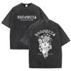 Vintage Floral Cover Eyes Lady Graphic Black Acid Washed T Shirt Gothic Dark Streetwear Oversized2