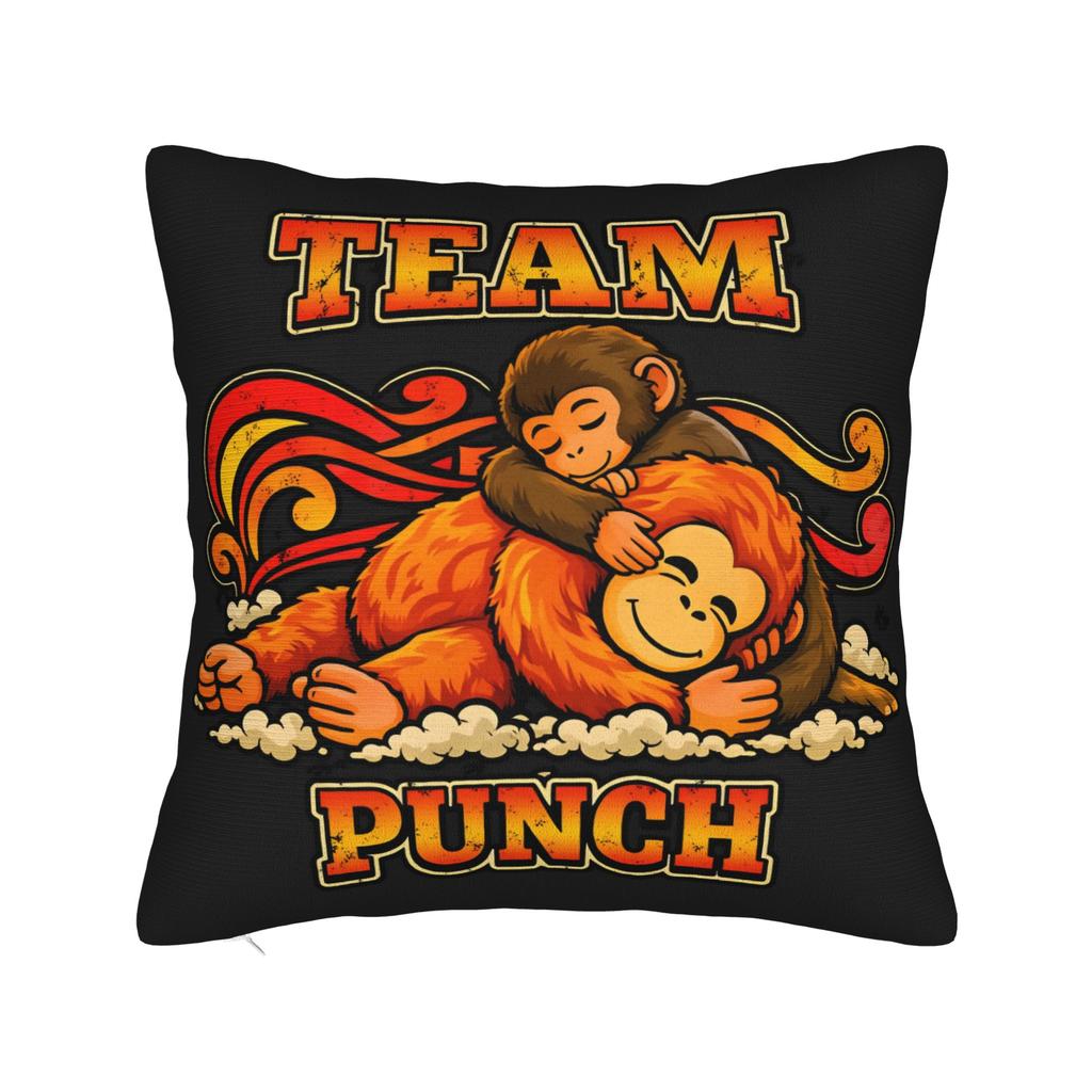 Team Monkey Baby Punch Pillow Case Soft Pillow Cover For Living Room Bed Chair Retro Trendy Cushion Cover
